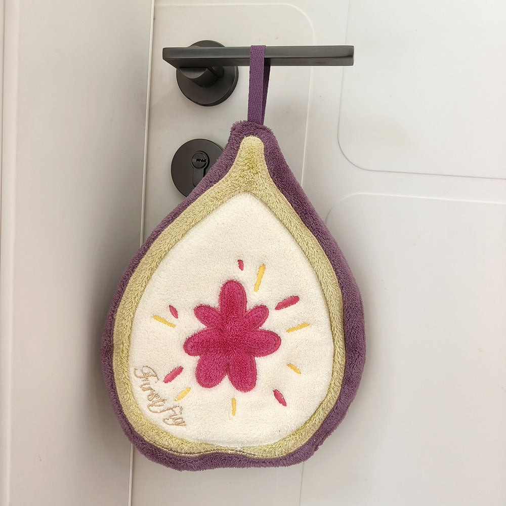 Cute Fruit Chenille Microfiber Hanging Hand Towel – 25 × 19 cm