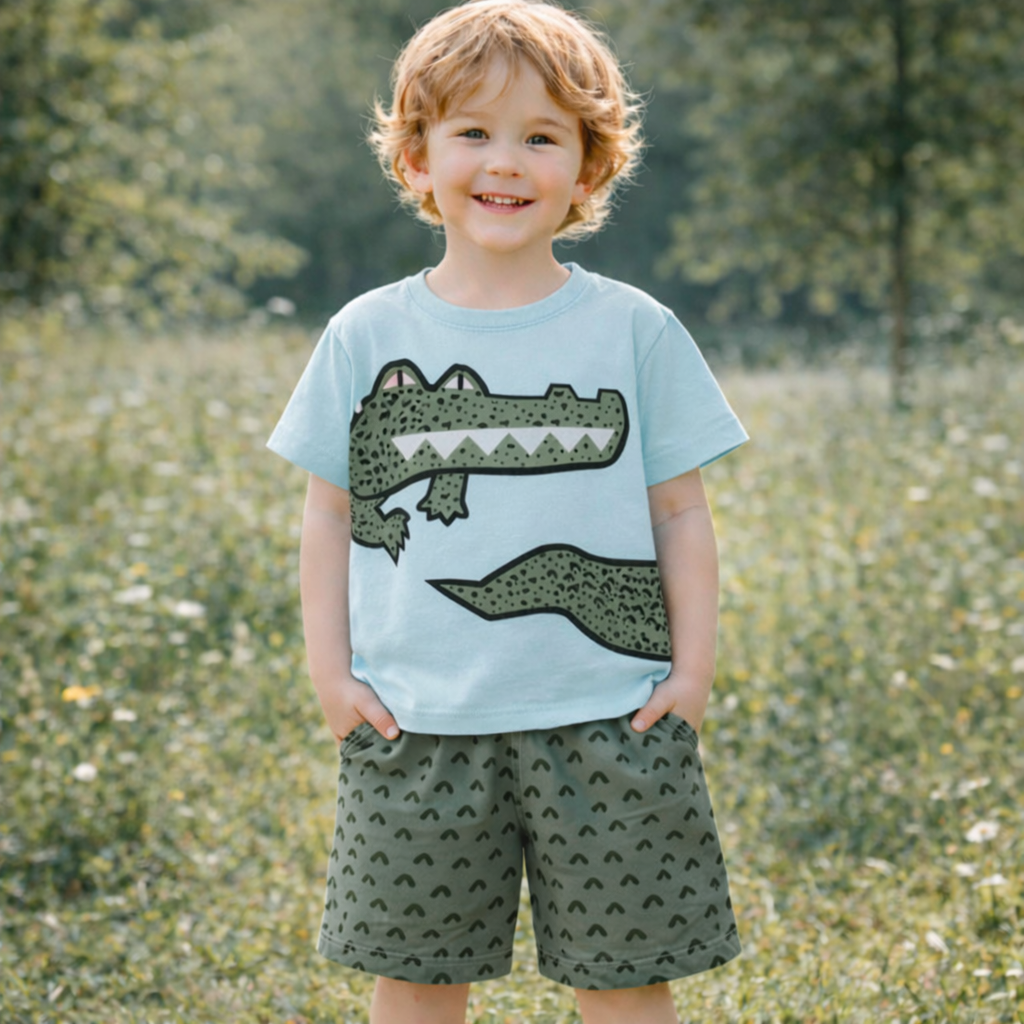 Boys’ Crocodile Cotton Outfit Set / 3–10Y