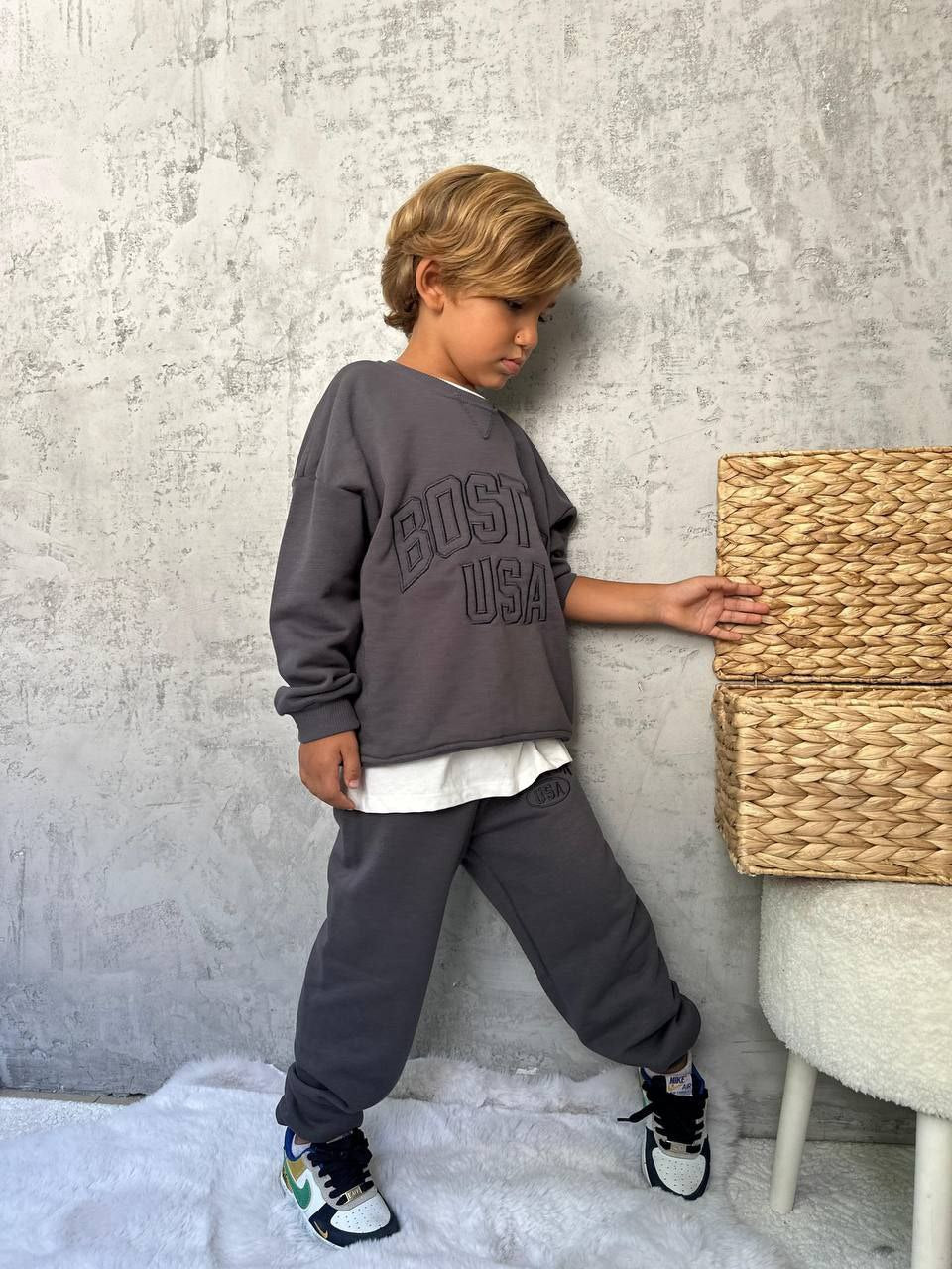 Boys Grey Boston 2-Piece Outfit 5-6y