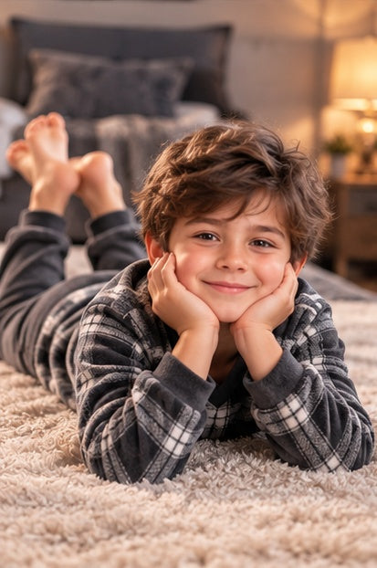Kids’ Warm Winter Dark Grey Pajama Set | 6–16Y