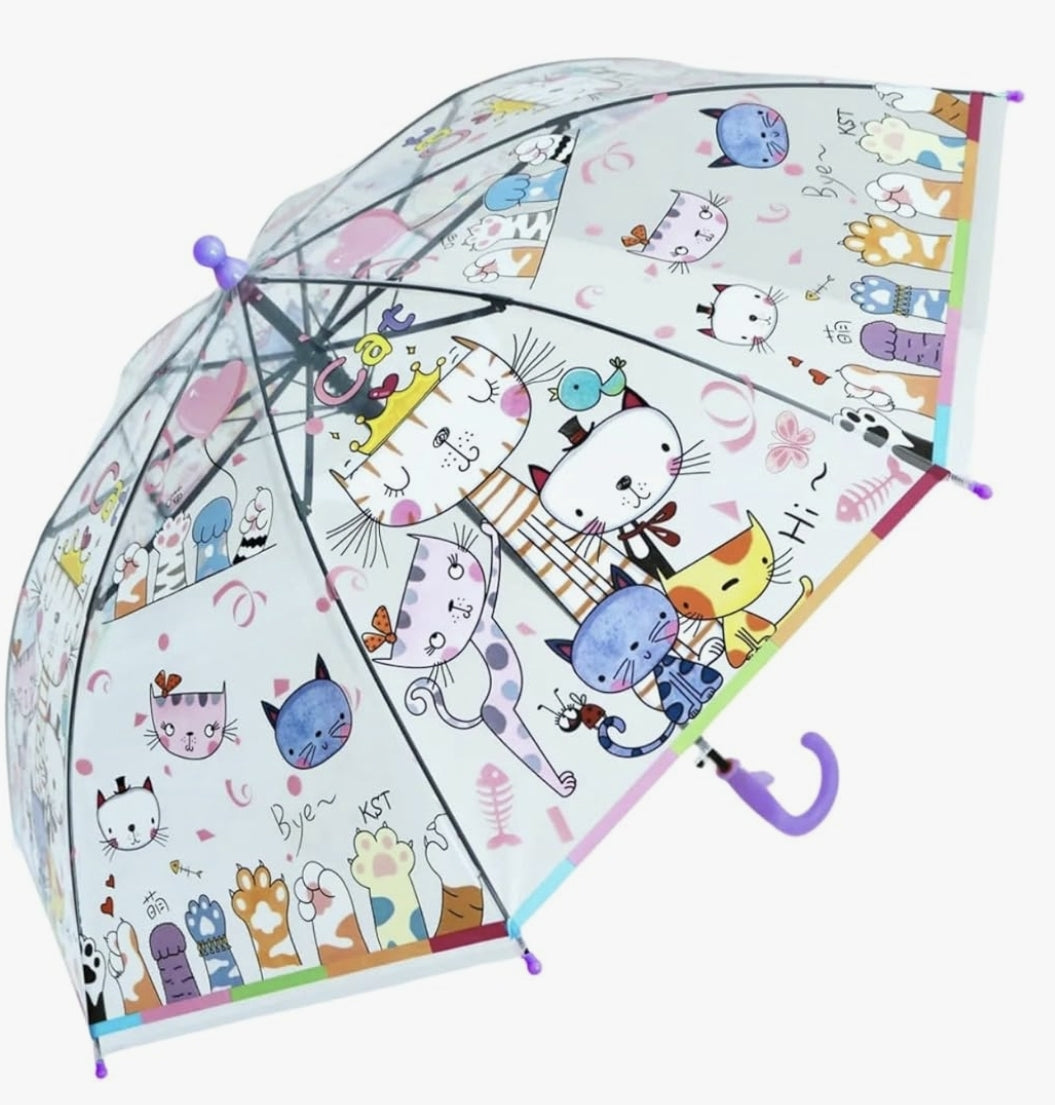 Kids Transparent Dome Umbrella – Assorted Designs, 85 cm