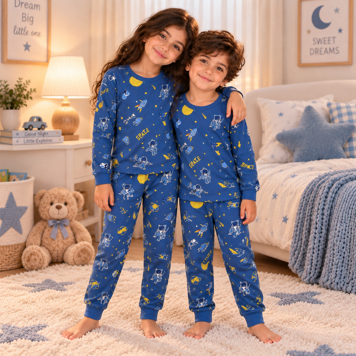 Kids’ 100% Cotton Space Pajama Set | 8–14Y
