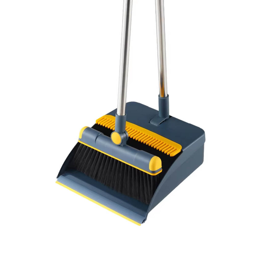 Petrol and yellow broom set with rotating head for hard-to-reach spots