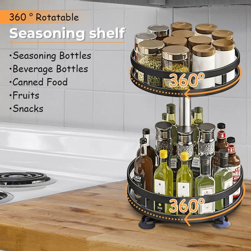 Adjustable 2-tier metal organizer for kitchen or bathroom