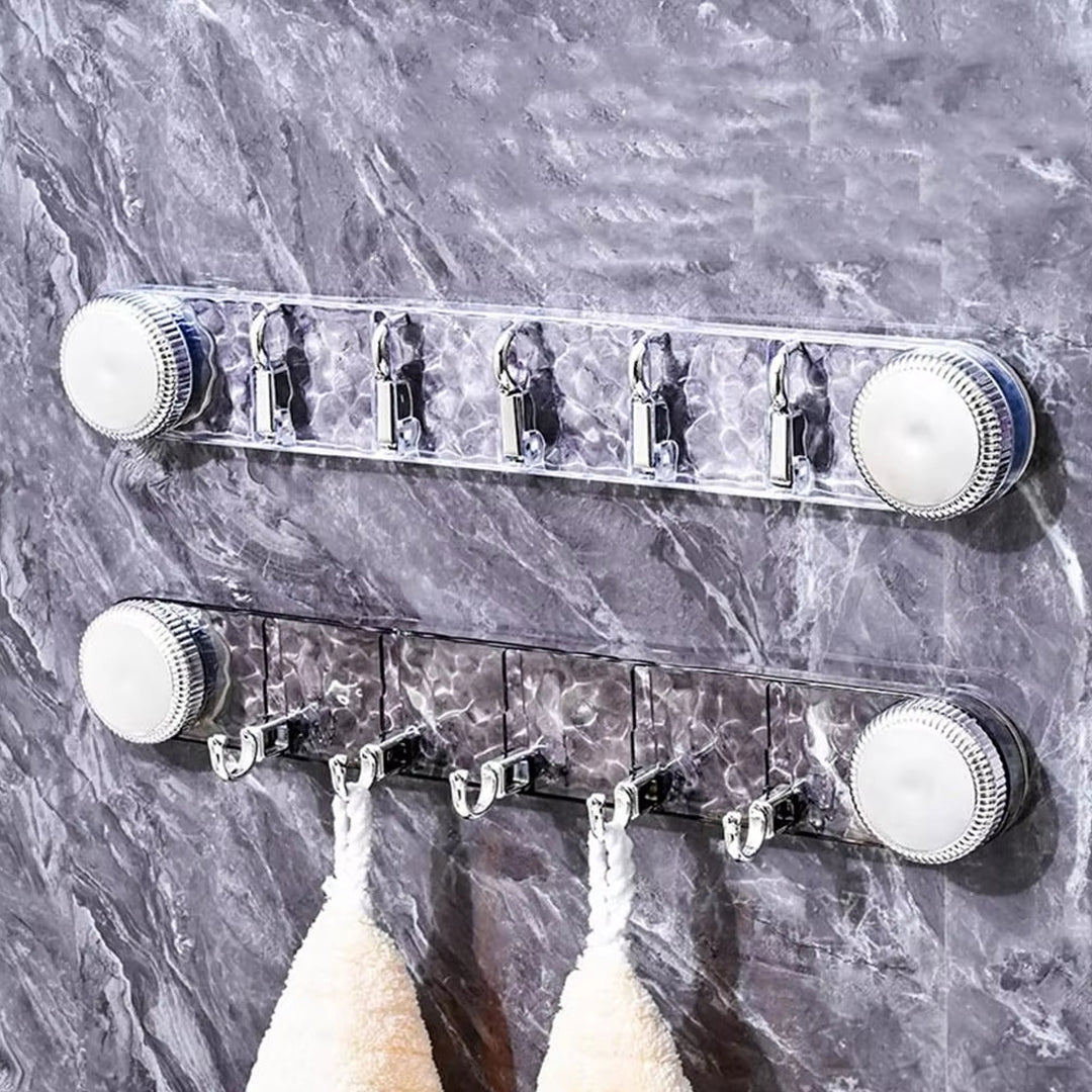 Transparent adhesive suction wall hook organizer