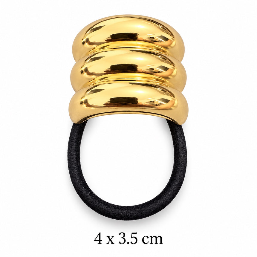 Rounded Triple-Ridge Gold-Tone Hair Cuff Petit Détail Lebanon