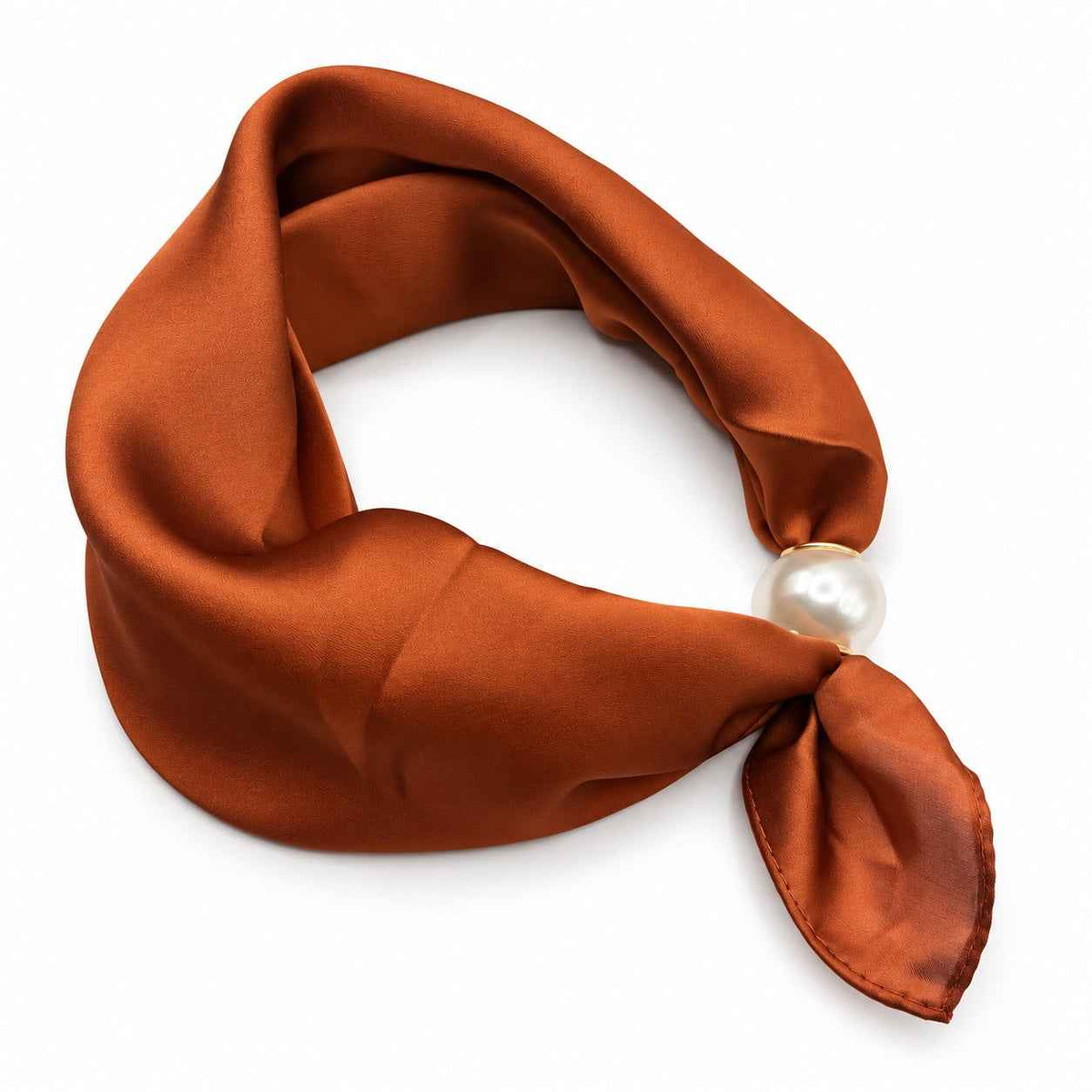 Rust Satin Magnetic Scarf Petit Détail Lebanon