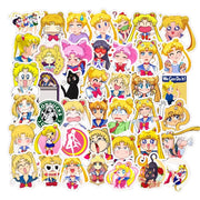 Collection of Sailor Moon stickers on a white background