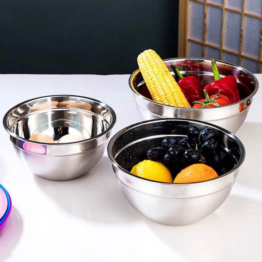 7Pcs Stainless Steel Salad Bowl Set With Lid - 18-30Cm