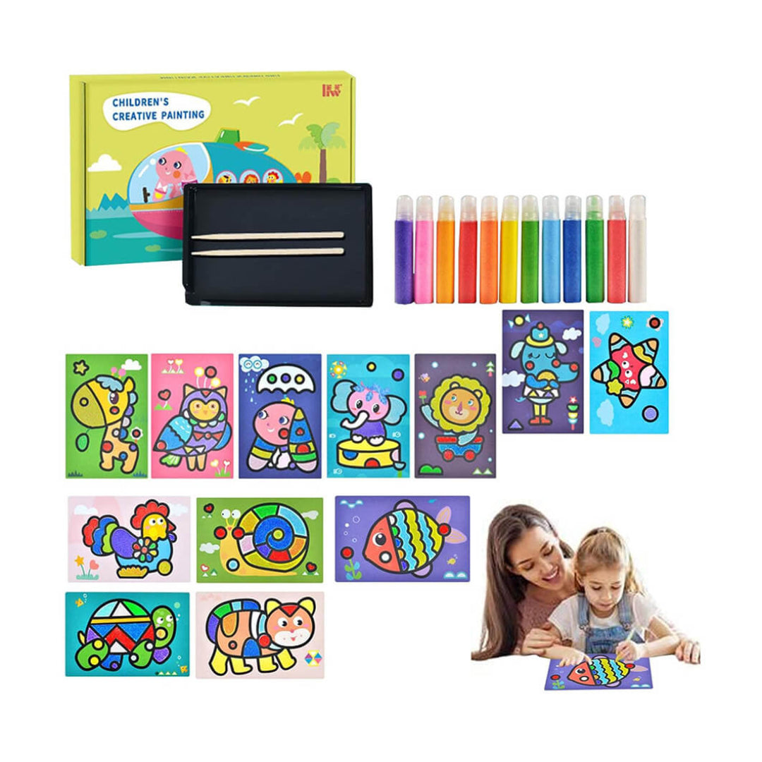 Sand art painting set for kids with colorful designs