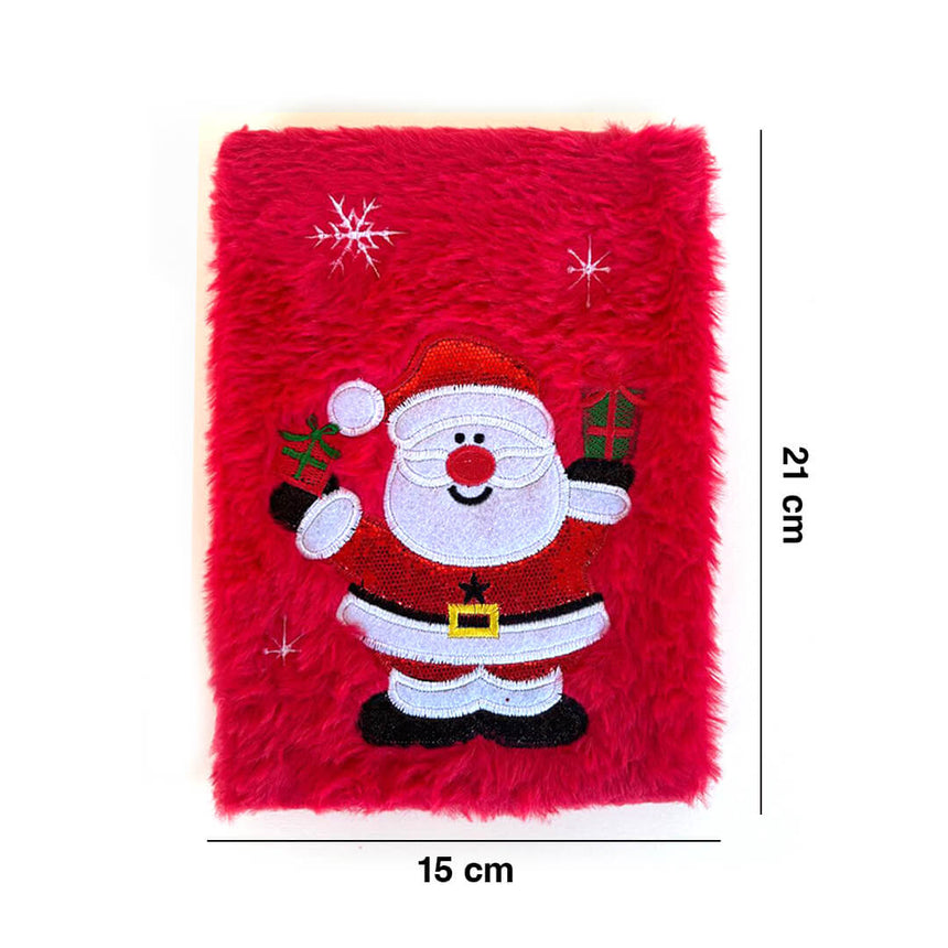 Soft red Santa notebook for christmas, dimensions