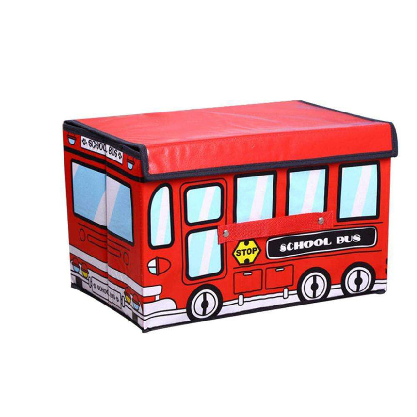 Kids Collapsible Storage Box - School Bus Design Red