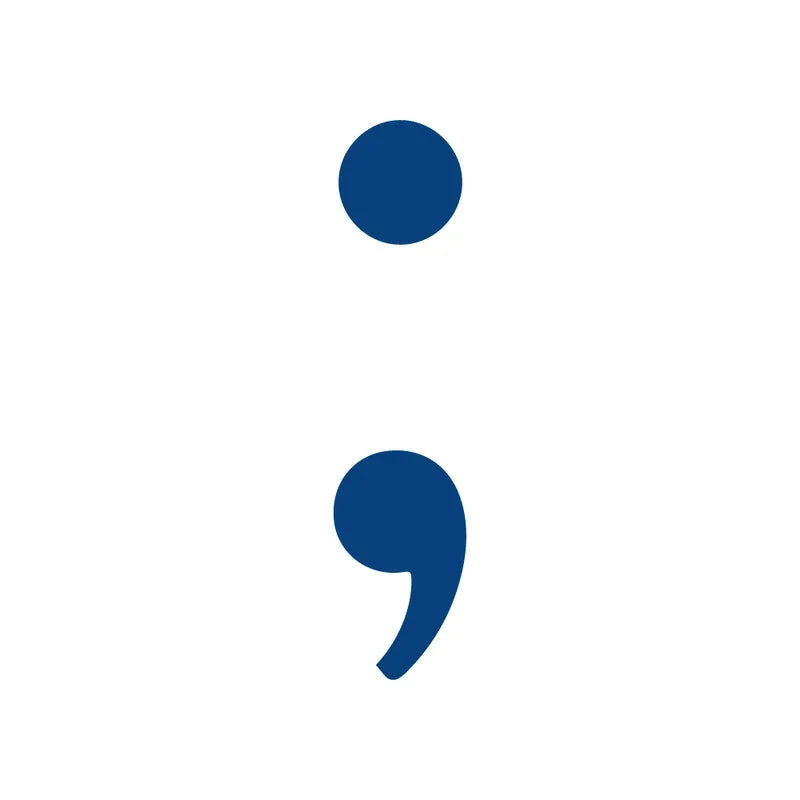 Temporary Tattoo design of a semi colon symbol on a white background
