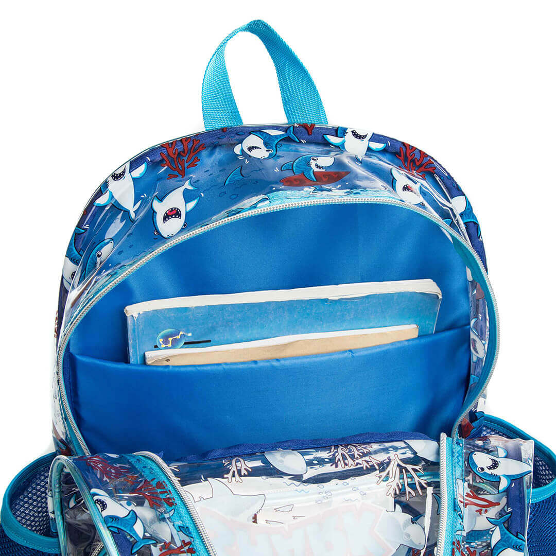 Shark school backpack set with inner divider for folders