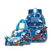 Transparent blue shark backpack set for kindergarten kids