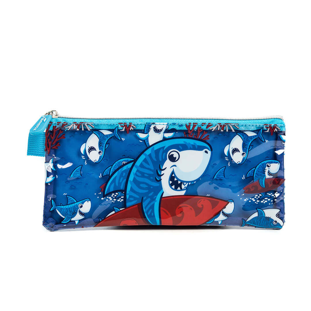 Blue ocean shark backpack with lunch bag and pencil case