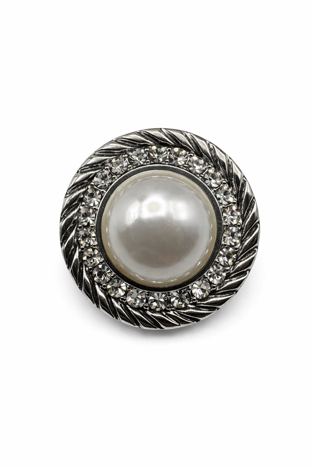 Silver Rope & Pearl Jewel Button (Sew-On) 2.5 cm Petit Détail Lebanon