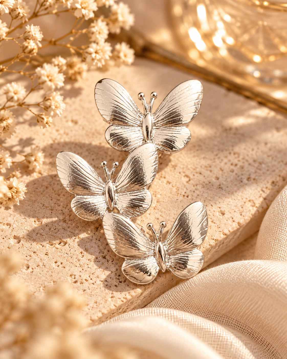 Silver Triple Butterfly Brooch Petit Détail Lebanon