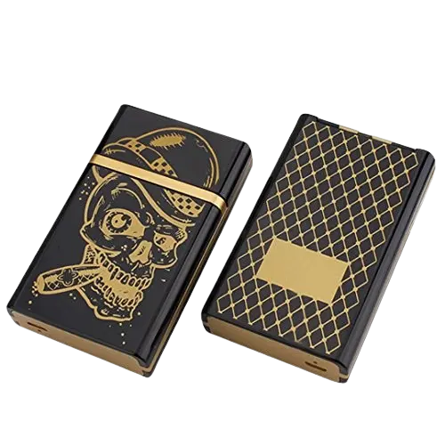 Skeleton Design Rechargeable Cigarette Case with Lighter - USB Rechargeable Electronic Windproof Flameless Cigarette Lighter