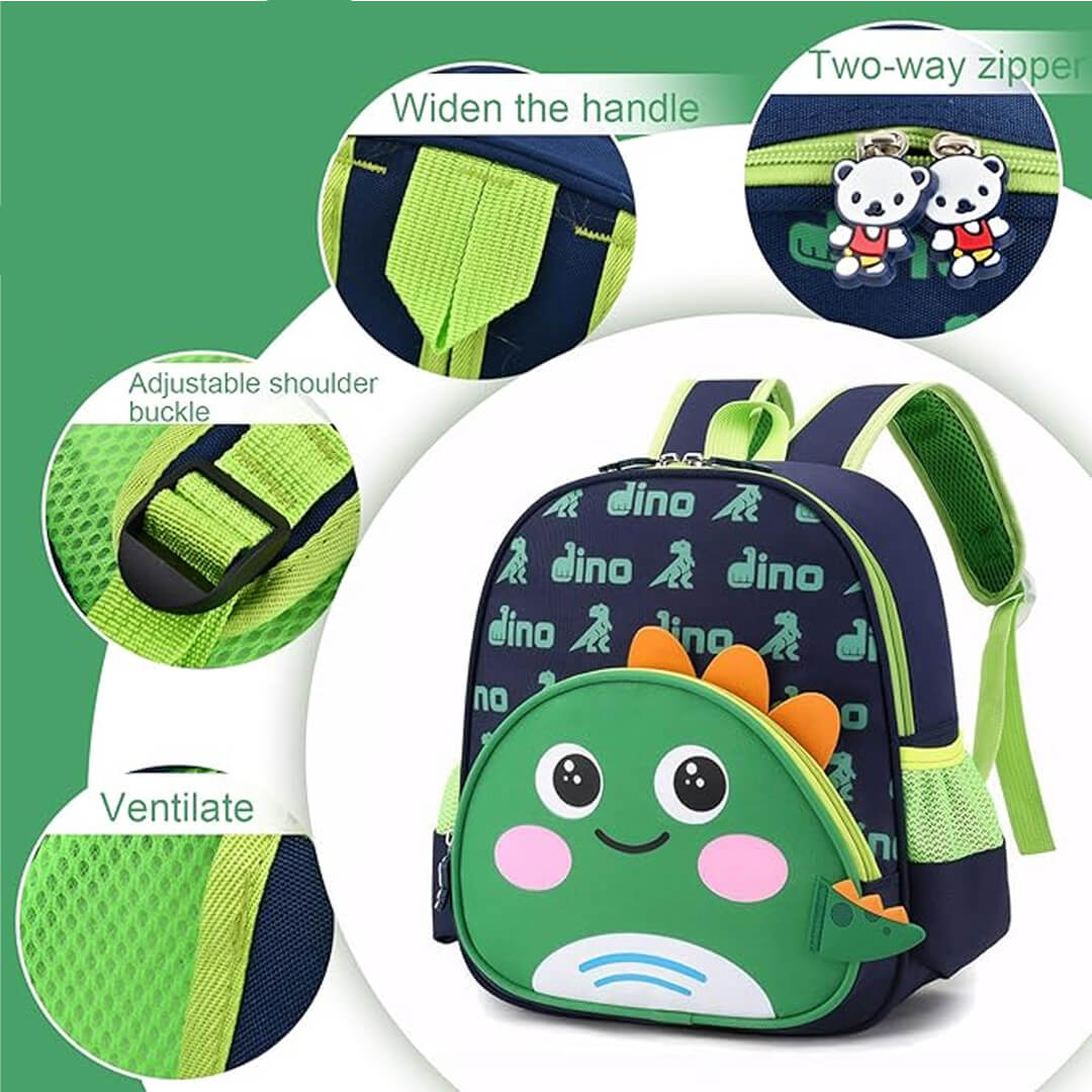 Kids Cute 3D Dino Backpack Preschool To KG2 26 x 31 cm