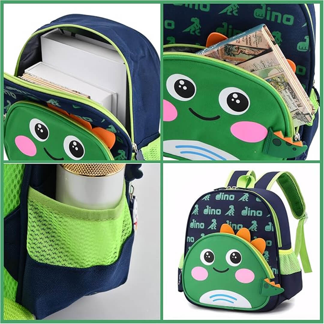 Kids Cute 3D Dino Backpack Preschool To KG2 26 x 31 cm