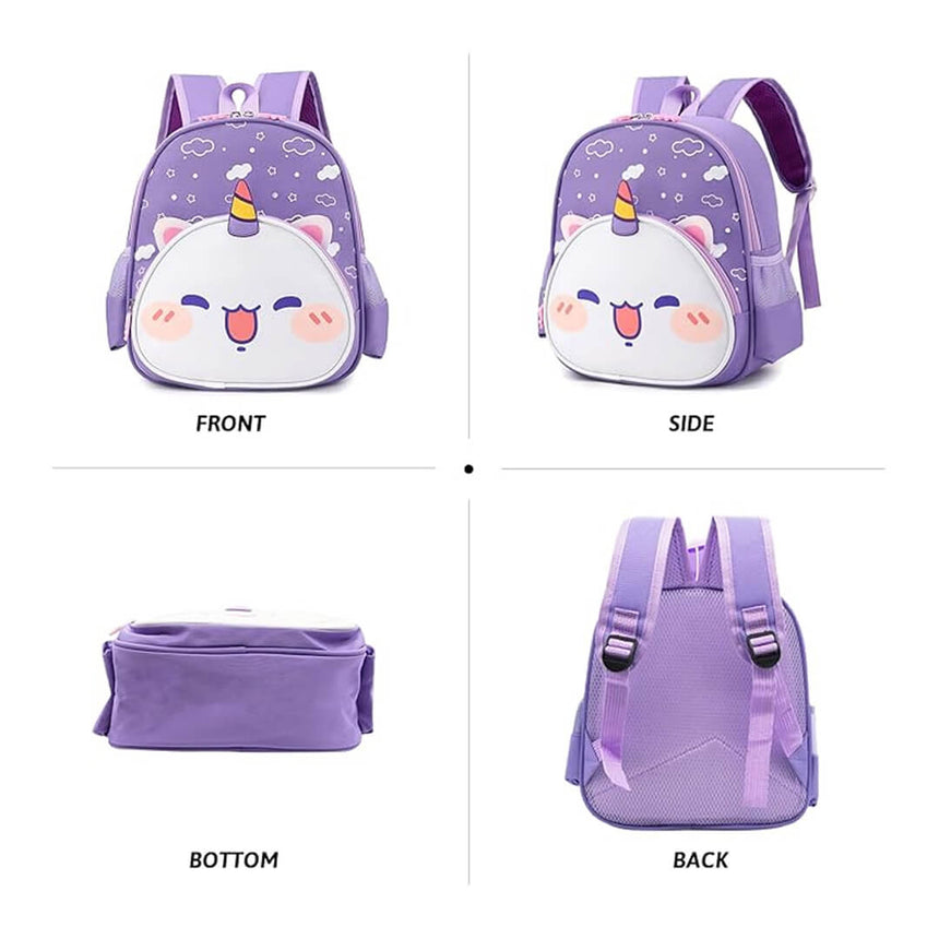 Girls' toddler backpack unicorn cartoon style, All sides angle