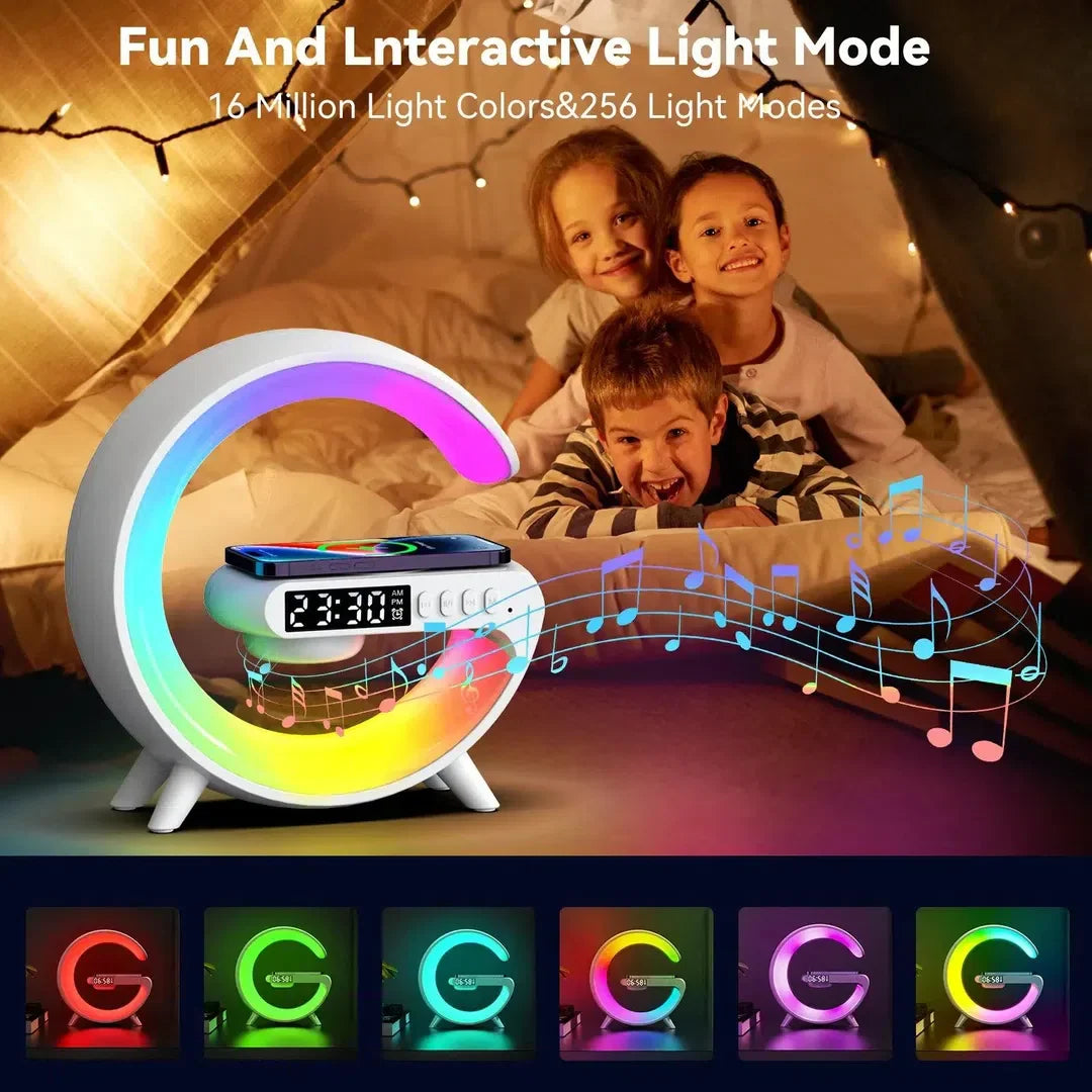 Smart G-shape Lamp with BT Music Speaker & Wireless Charger