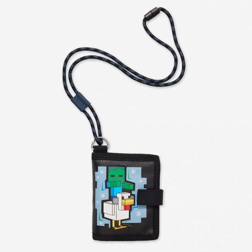 Smiggle Minecraft Chicken Jockey character wallet with lanyard, front