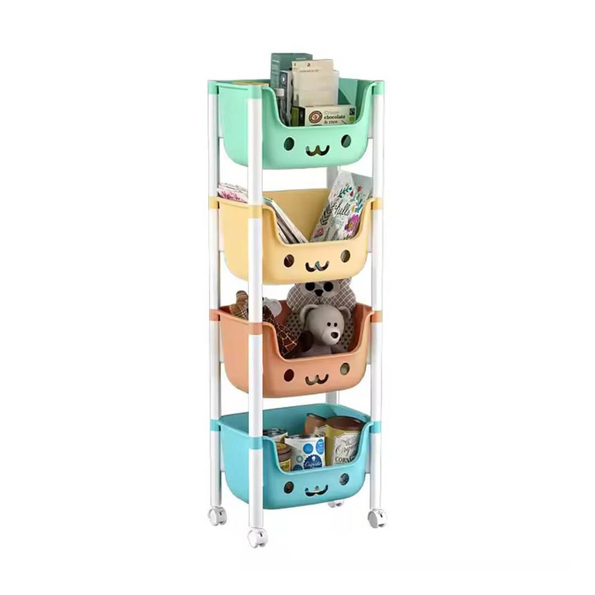 Smiley toy storage organizer with wheels for kids