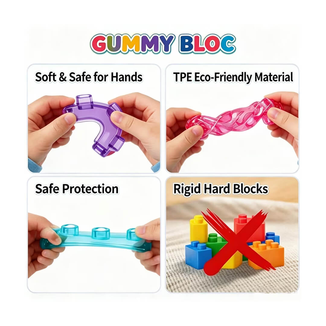 Soft translucent building blocks for kids ages 3 and up, BPA free