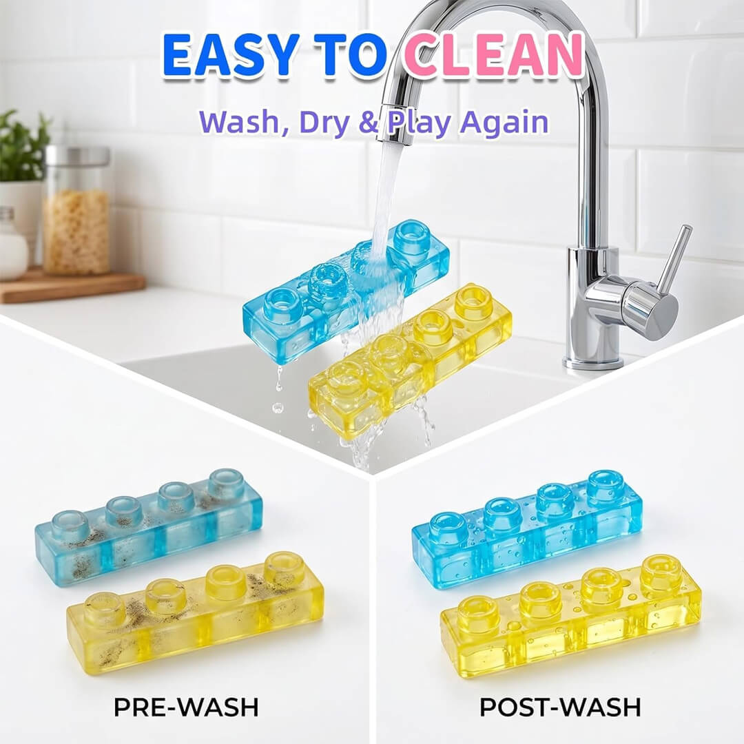 40-piece gummy building block set, easy to clean and play again