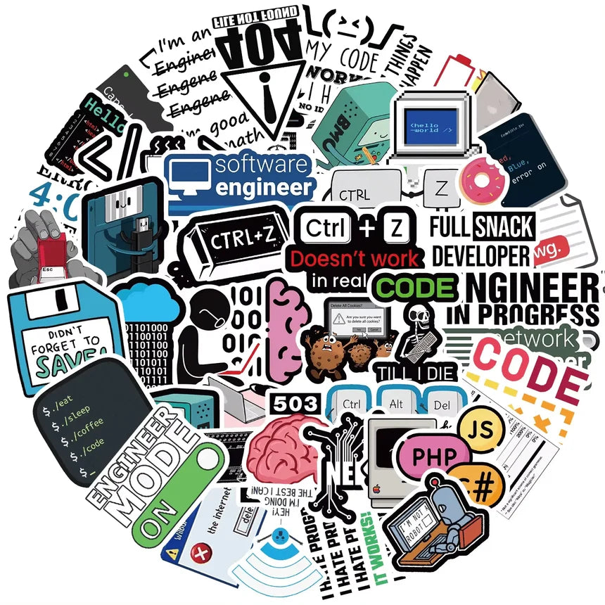 Programming and Coding Sticker Set of 50 pieces