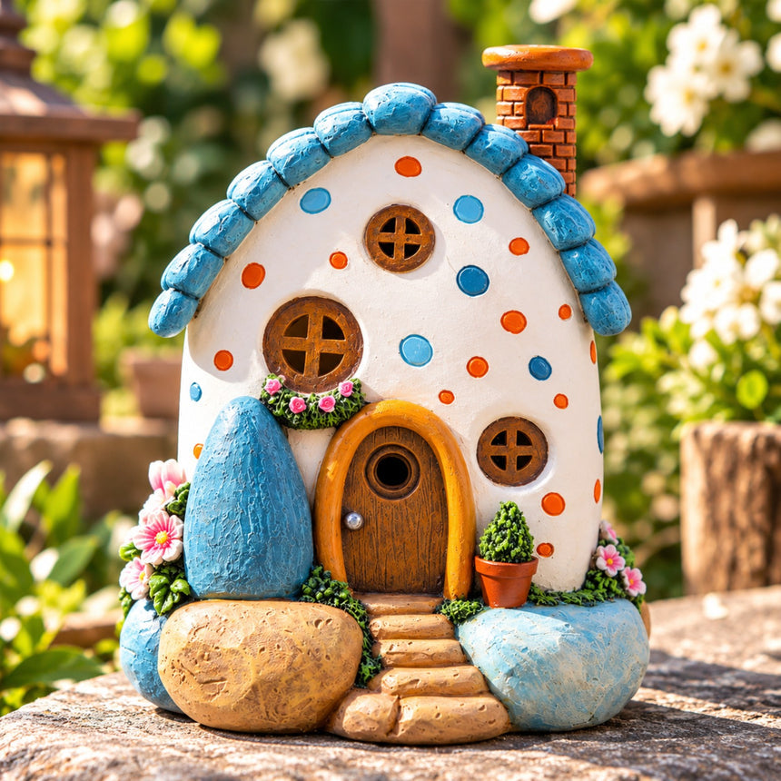 Solar fairy garden house front