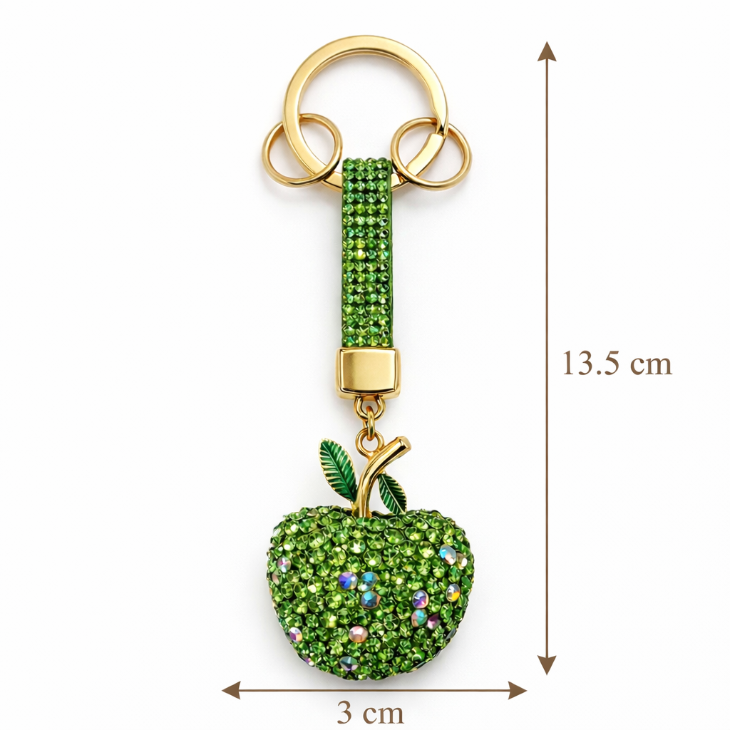 Sparkling Apple Charm Keychain Green Petit Détail Lebanon
