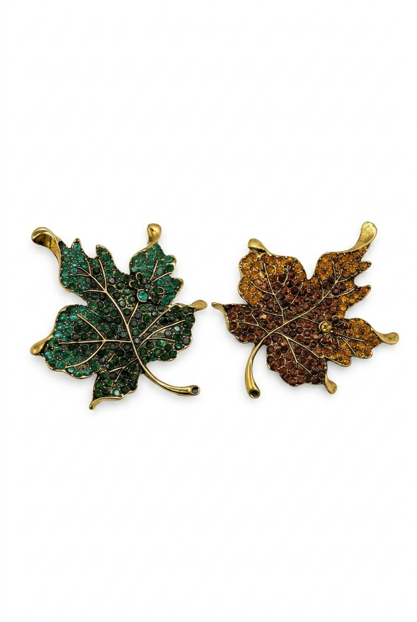 Sparkling Crystal Maple Leaf Brooch Petit Détail Lebanon