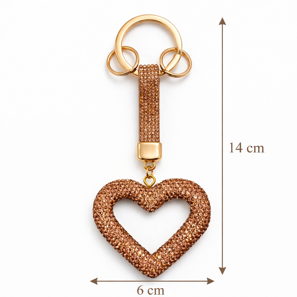 Sparkling Heart Charm Keychain (two colors) Rose Gold Petit Détail Lebanon