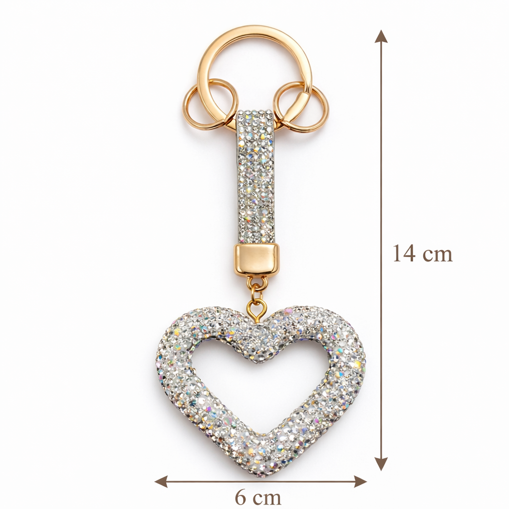 Sparkling Heart Charm Keychain (two colors) Silver Petit Détail Lebanon