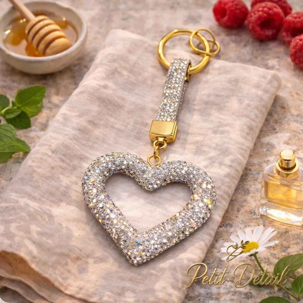 Sparkling Heart Charm Keychain (two colors) Petit Détail Lebanon