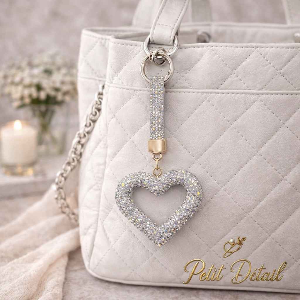 Sparkling Heart Charm Keychain (two colors) Petit Détail Lebanon