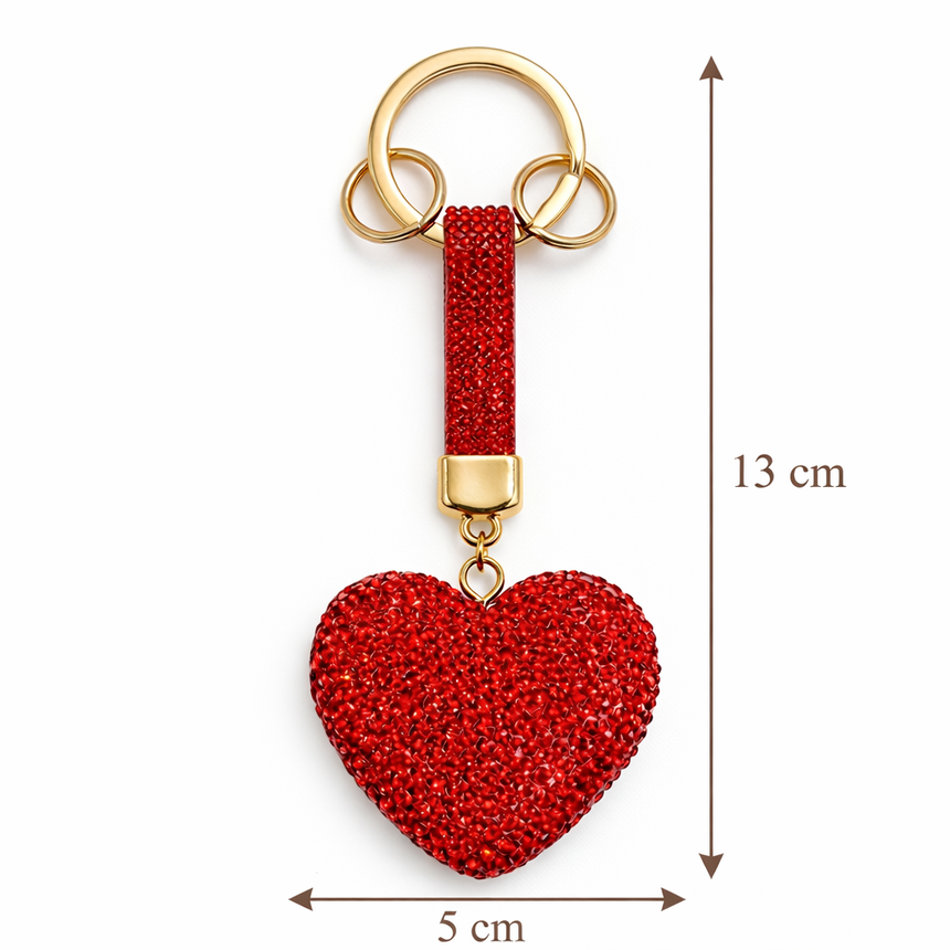 Sparkling Heart Charm Keychain Default Title Petit Détail Lebanon