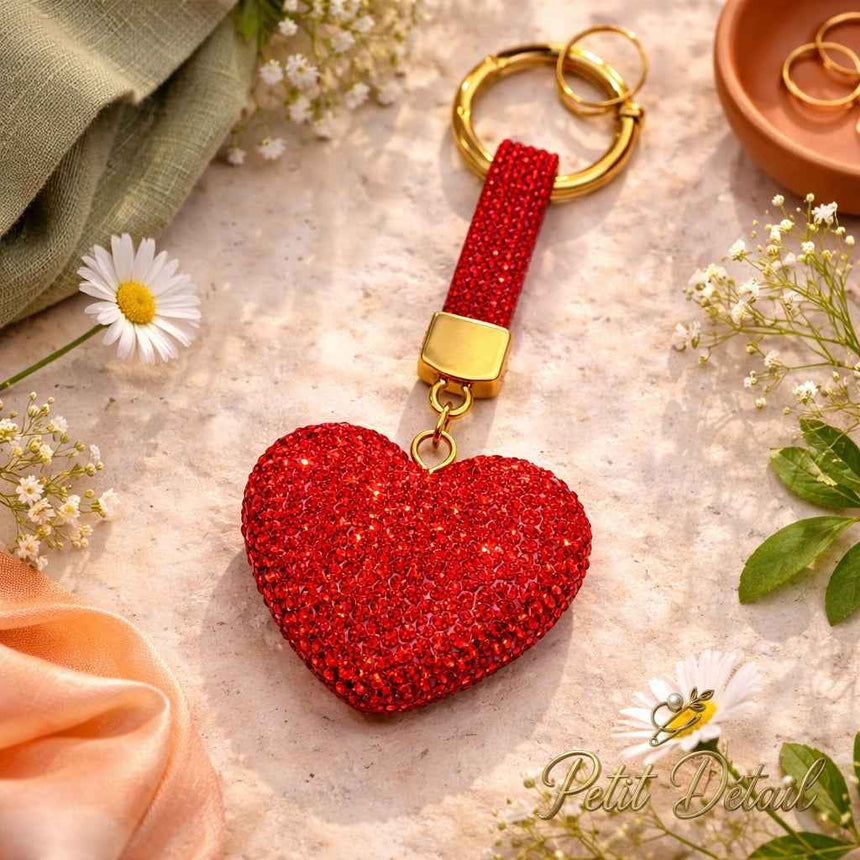 Sparkling Heart Charm Keychain Petit Détail Lebanon