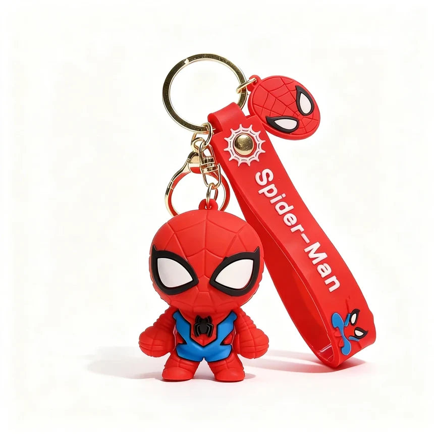 Spider-Man keychain with red strap on a white background