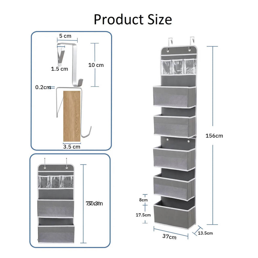 Dimensions of 6-shelf space-saving organizer for clothes, toys, and bathroom items