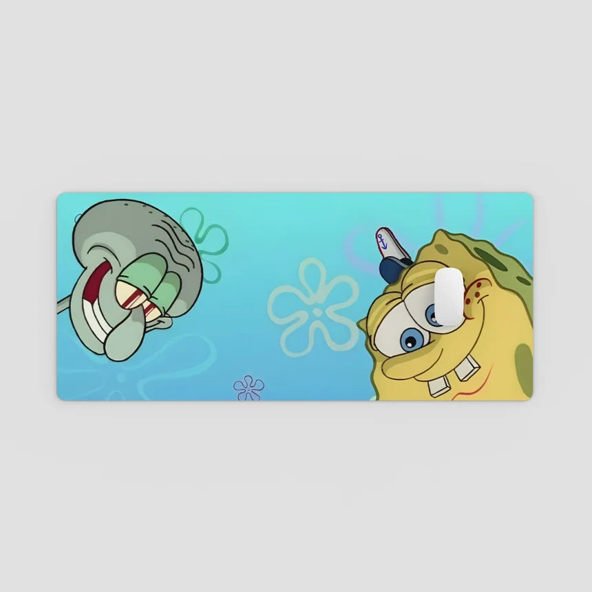 Cartoon characters on a blue background