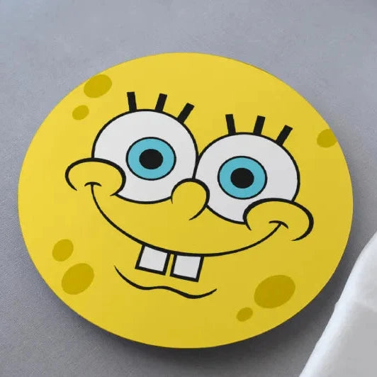 A square-shaped coaster featuring the cartoon character SpongeBob SquarePants with a vibrant and playful design.
