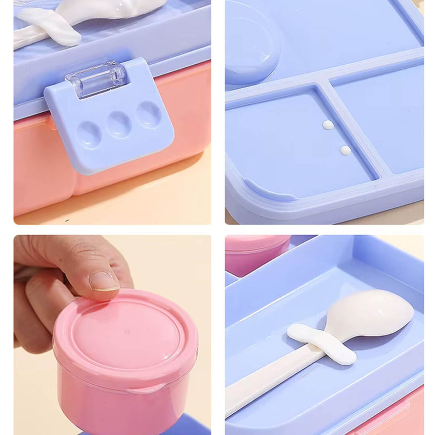 Leakproof dual-layer kids lunch box in square shape for meals on the go