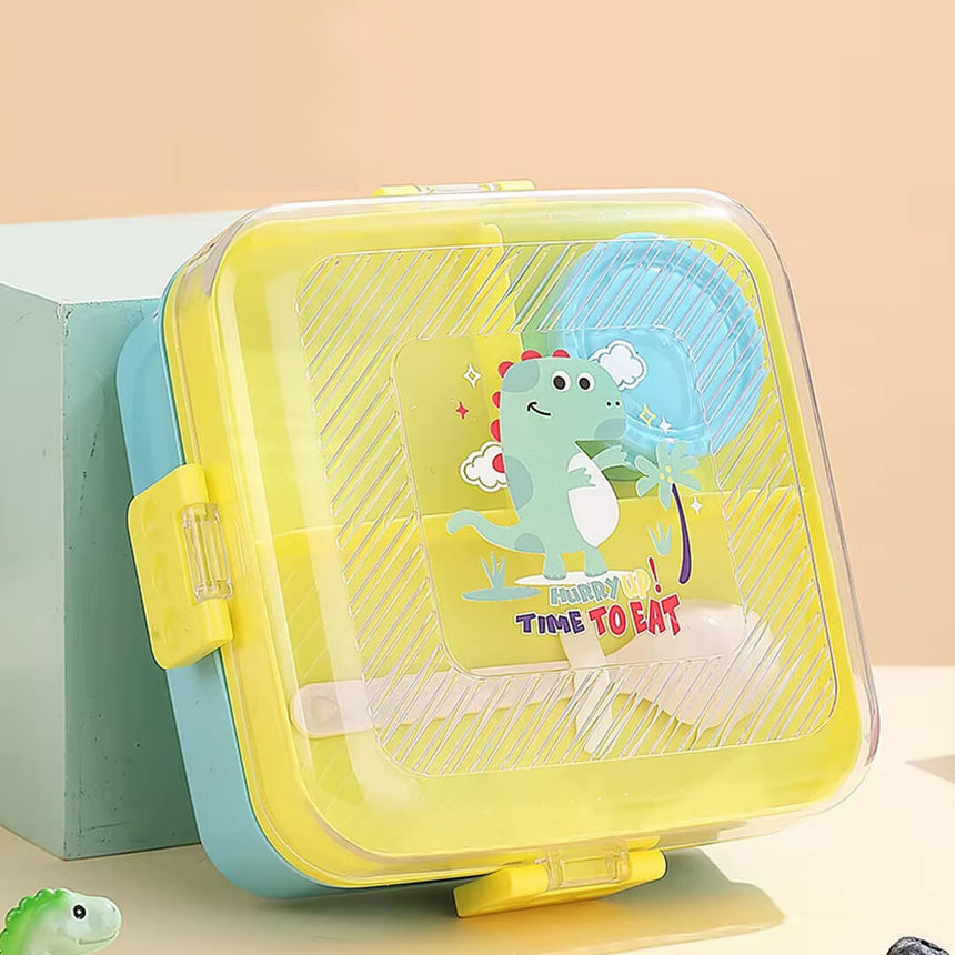 Dinosaur unch box for kids with 6 compartments and utensil included