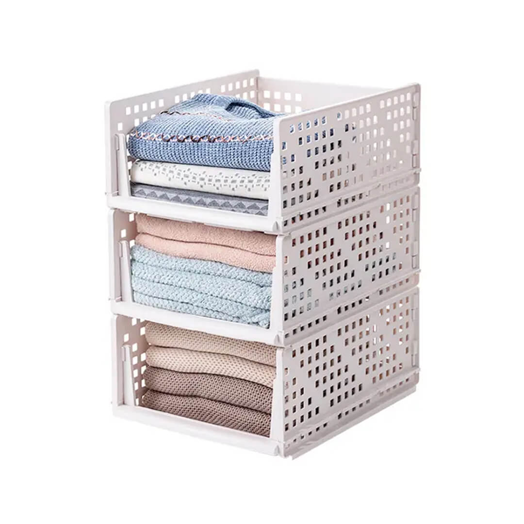Foldable Stackable Drawer-Type Partition Storage Basket