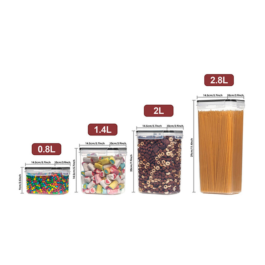 Stackable food containers set with labels and spoons