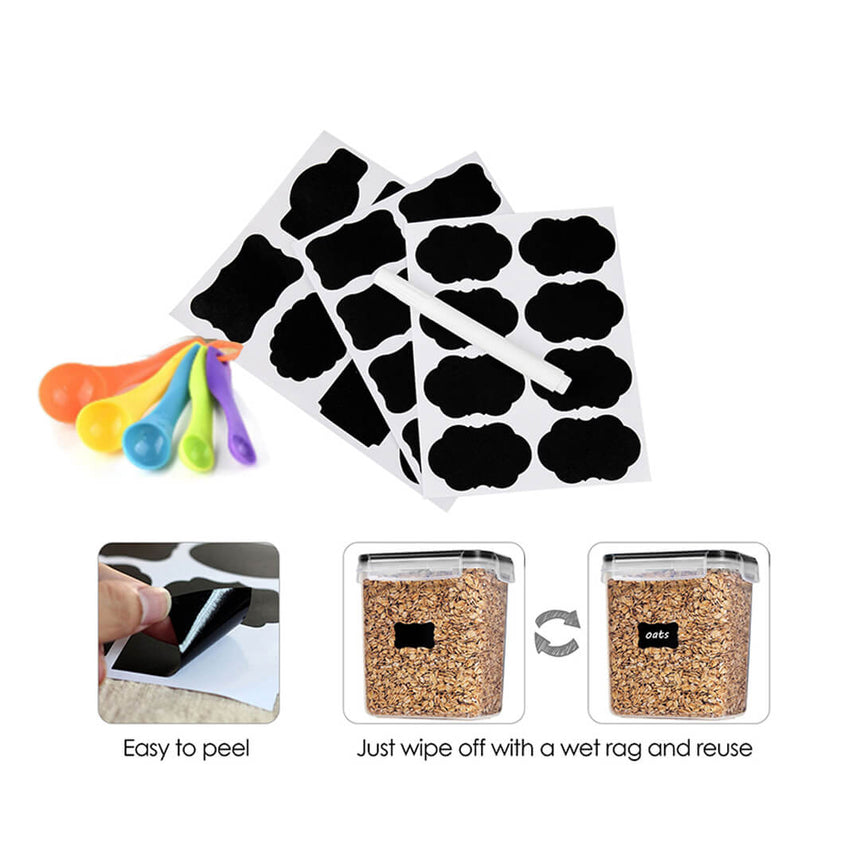 7-piece tackable food container set with labels and spoons